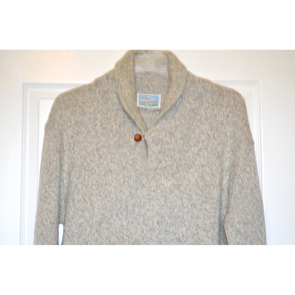 Vintage Timberline Ragg Wool Blend Gray‎ Shawl Collar XL Sweater Made in USA